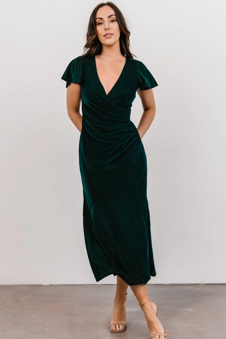 BB Custom Shop All Anne Ruched Velvet Midi Dress | Deep Topaz BB Custom Shop All Anne Ruched Velvet Midi Dress | Deep Topaz