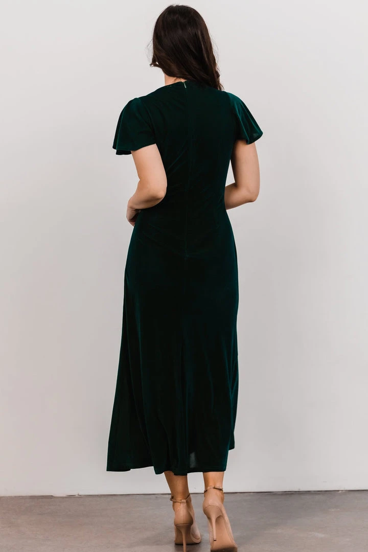 BB Custom Shop All Anne Ruched Velvet Midi Dress | Deep Topaz BB Custom Shop All Anne Ruched Velvet Midi Dress | Deep Topaz