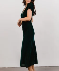 BB Custom Shop All Anne Ruched Velvet Midi Dress | Deep Topaz 6 BB Custom Shop All Anne Ruched Velvet Midi Dress | Deep Topaz