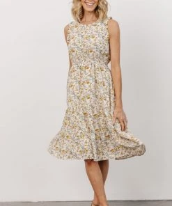HAY Annie Ruffle Midi Dress | Yellow Floral