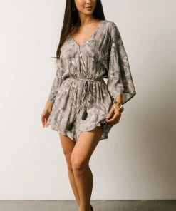 DF Anya Palm Leaf Romper | Charcoal Boho