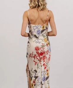 DF Arabella Cowl Neck Midi Dress | Ivory Multi Floral Dresses