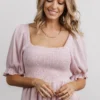 IL Arden Smocked Top | Pale Pink