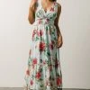 FT Arnna Layered Maxi Dress | Light Blue + Pink Multi Floral