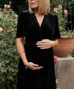 RR Artemis Velvet Maxi Dress | Black Dresses