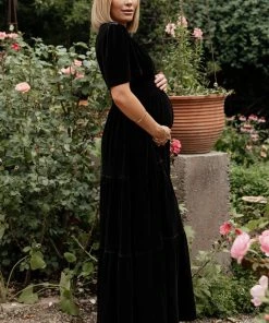 RR Artemis Velvet Maxi Dress | Black Dresses