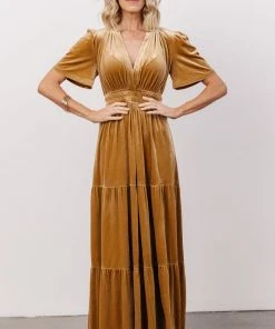 RR Dresses Artemis Velvet Maxi Dress | French Gold