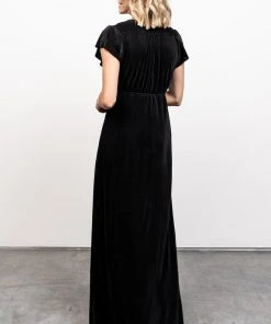 BB Custom Athena Pleated Maxi Dress | Black