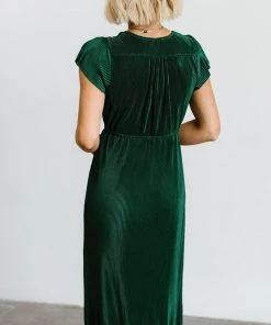BB Custom Athena Pleated Maxi Dress | Forest