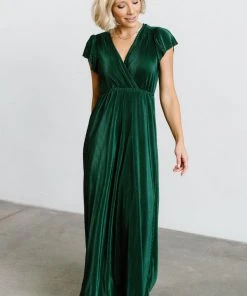 BB Custom Athena Pleated Maxi Dress | Forest