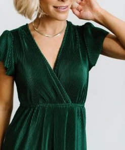 BB Custom Athena Pleated Maxi Dress | Forest