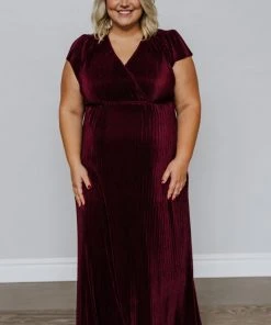 BB Custom Athena Pleated Maxi Dress | Mulberry