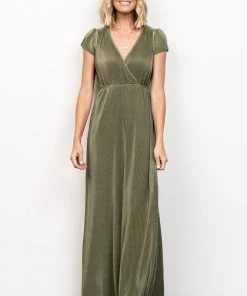 BB Custom Dresses Athena Pleated Maxi Dress | Sage