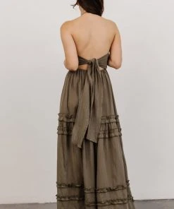 DD Shop All Augusta Halter Neck Maxi Dress | Olive