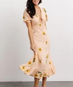 SL Dresses Avalon Front Tie Dress | Peach Floral