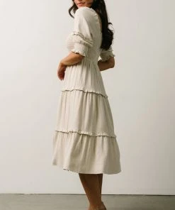 SL Avery Tiered Midi Dress | Natural