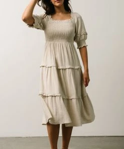 SL Avery Tiered Midi Dress | Natural