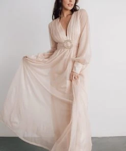 Soi Dresses Azariah Shimmer Maxi Dress | Champagne