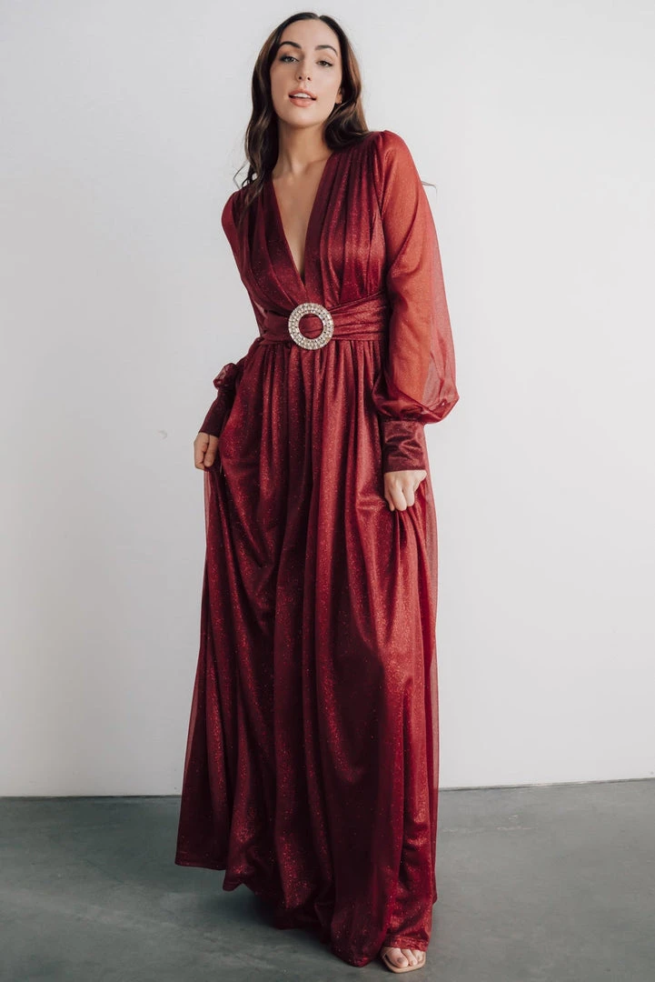 Soi Dresses Azariah Shimmer Maxi Dress | Wine Soi Dresses Azariah Shimmer Maxi Dress | Wine