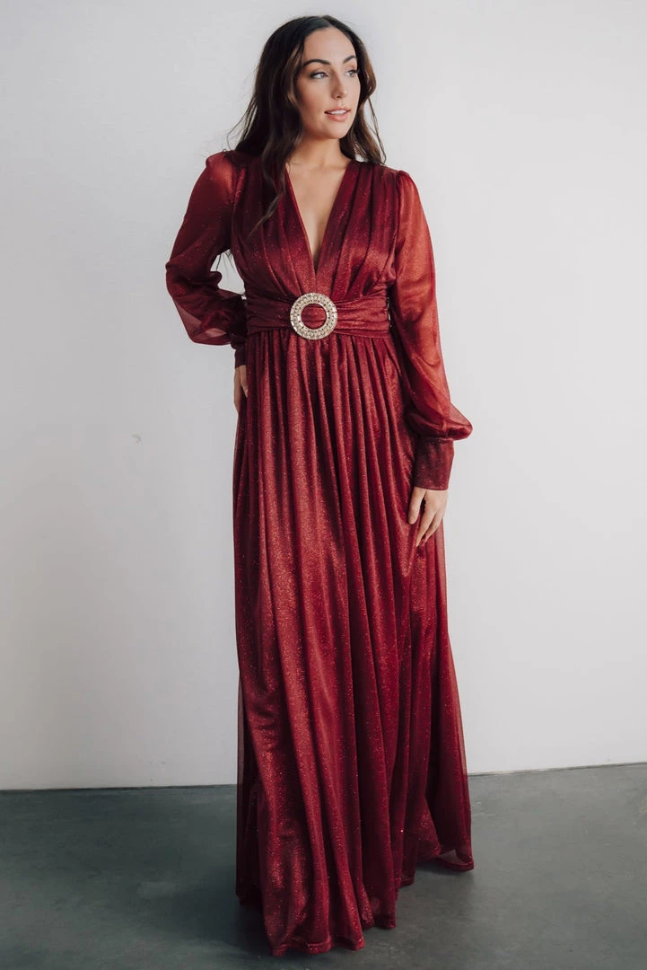 Soi Dresses Azariah Shimmer Maxi Dress | Wine Soi Dresses Azariah Shimmer Maxi Dress | Wine