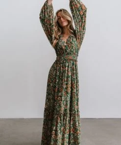 FT Bria Maxi Dress | Green Floral Dresses