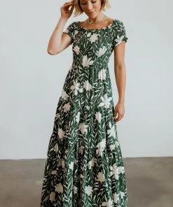 Soi Becca Smocked Maxi Dress | Green Dresses