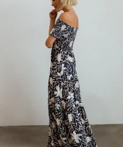 Soi Becca Smocked Maxi Dress | Navy Dresses