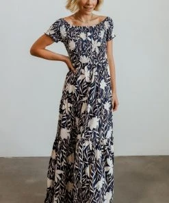 Soi Becca Smocked Maxi Dress | Navy Dresses