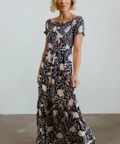 Soi Becca Smocked Maxi Dress | Navy Dresses