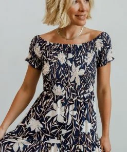 Soi Becca Smocked Maxi Dress | Navy Dresses