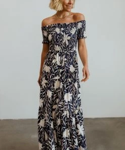 Soi Becca Smocked Maxi Dress | Navy Dresses