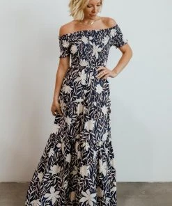 Soi Becca Smocked Maxi Dress | Navy Dresses