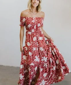 Soi Becca Smocked Maxi Dress | Rust