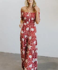 Soi Becca Smocked Maxi Dress | Rust