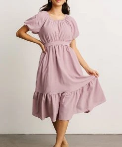 HAY Belinda Puff Sleeve Midi Dress | Lavender Dresses