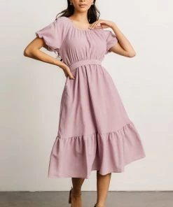 HAY Belinda Puff Sleeve Midi Dress | Lavender Dresses