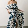Soi Dresses Berlynn Off Shoulder Maxi Dress | Cream + Navy Floral
