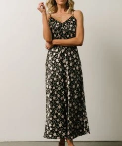 IL Bettie Bias Cut Midi Dress | Black + Cream Multi Floral