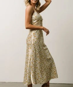 IL Bettie Bias Cut Midi Dress | Cream + Yellow Multi Floral Dresses