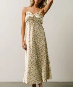 IL Bettie Bias Cut Midi Dress | Cream + Yellow Multi Floral Dresses