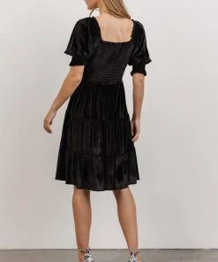 BB Custom Bliss Smocked Velvet Short Dress | Black