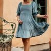 BB Custom Dresses Bliss Smocked Velvet Short Dress | Dusty Blue