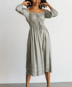 POL Dresses Bodrum Midi Dress | Dusty Sage