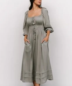 POL Dresses Bodrum Midi Dress | Dusty Sage