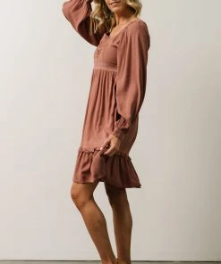 IL Brandie Embroidered Mini Dress | Dark Mauve