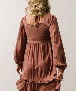 IL Brandie Embroidered Mini Dress | Dark Mauve