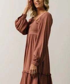 IL Brandie Embroidered Mini Dress | Dark Mauve
