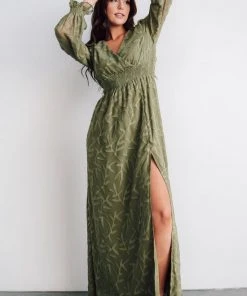 BB Custom Bridget Textured Maxi Dress | Dusty Olive Dresses