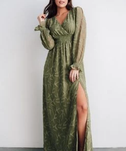 BB Custom Bridget Textured Maxi Dress | Dusty Olive Dresses
