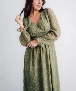 BB Custom Bridget Textured Maxi Dress | Dusty Olive Dresses